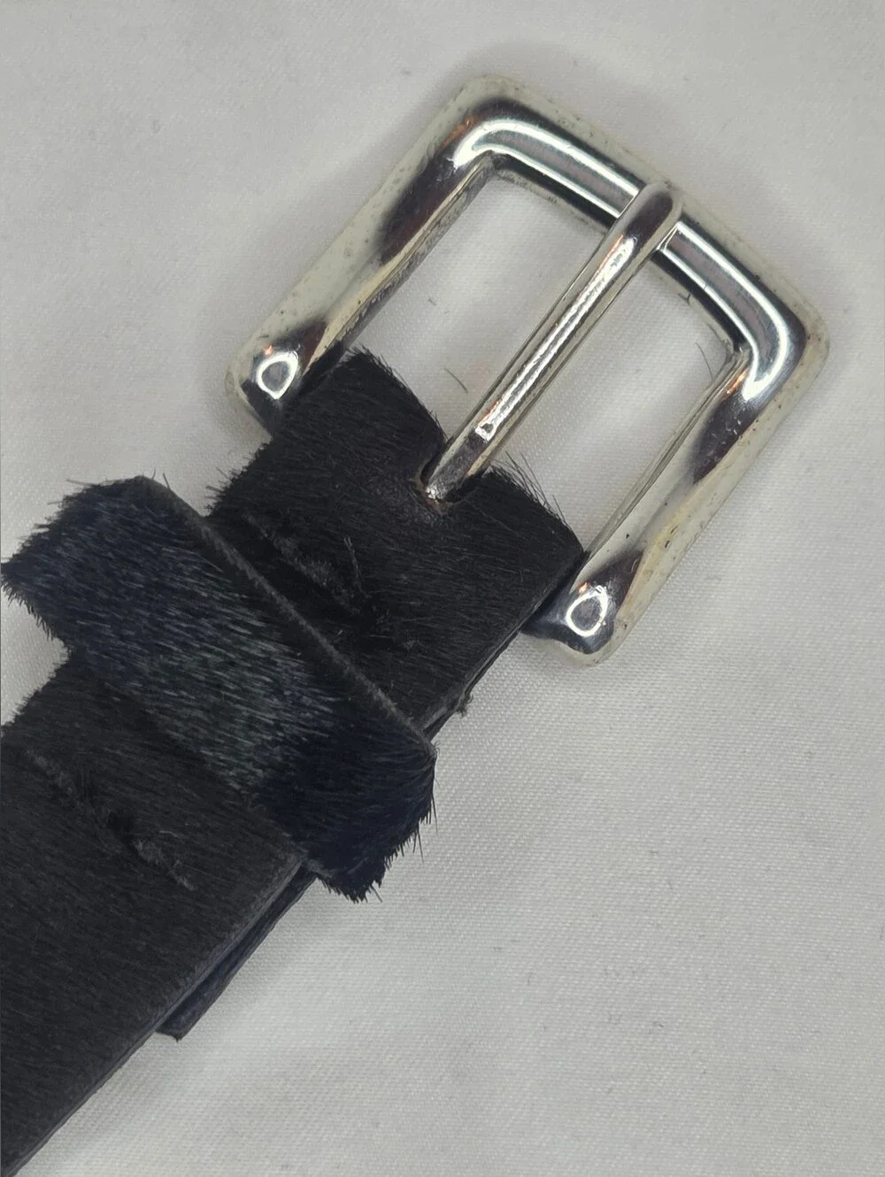 AL&C Black Calf Hair Leather Buckle Bracelet - Picture 3 of 7